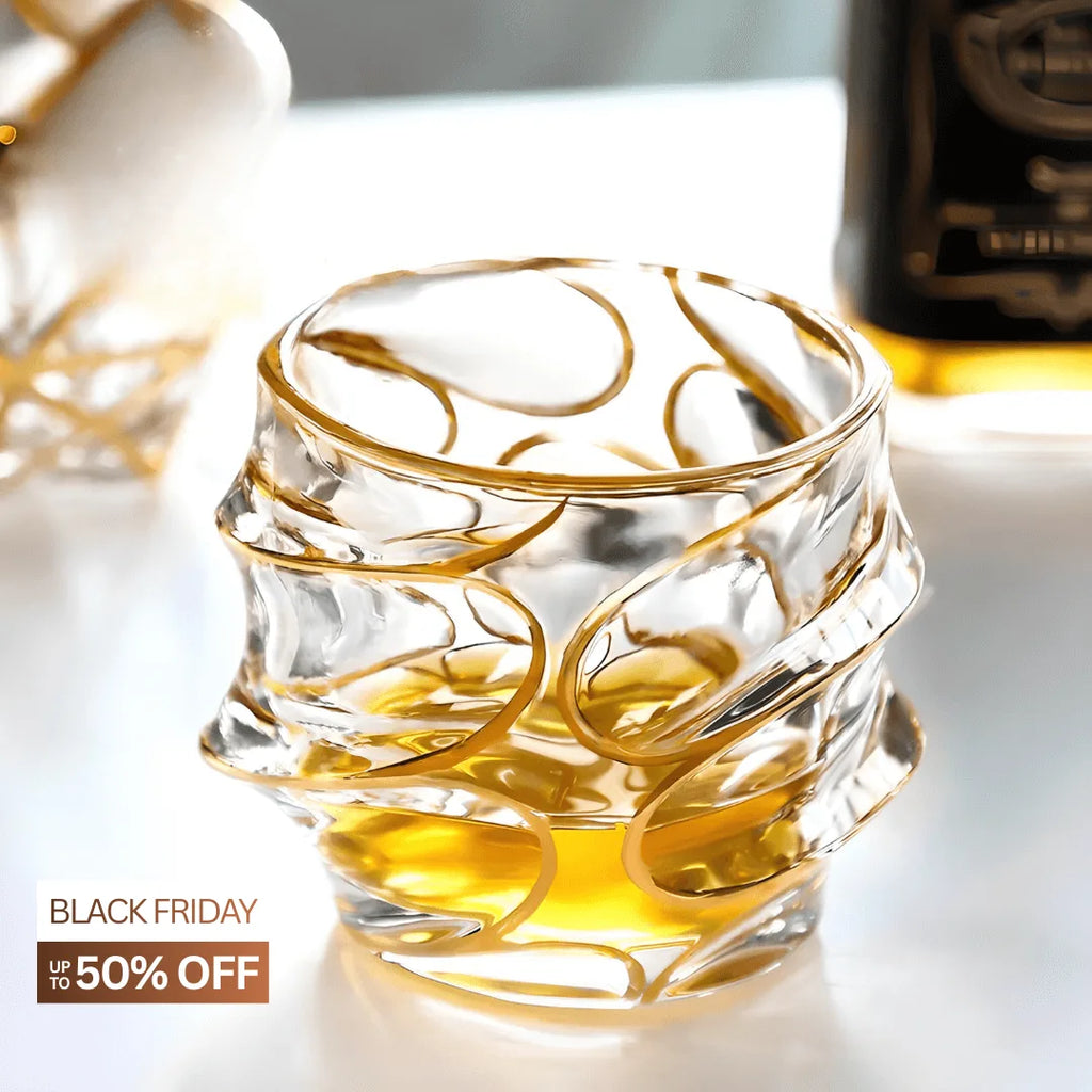 Gold Line Storm Japanese Crystal Whisky Glass