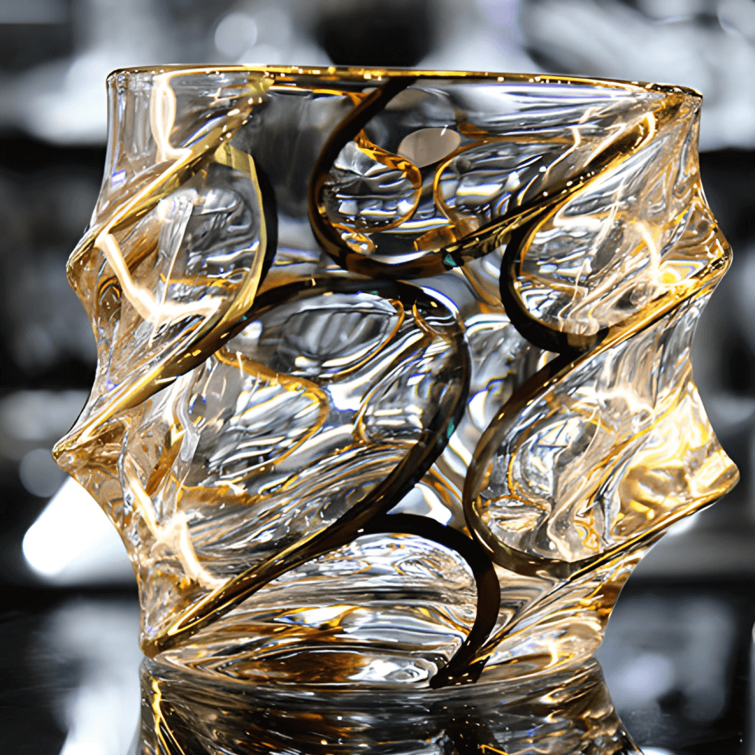 Gold Line Storm Japanese Crystal Whisky Glass